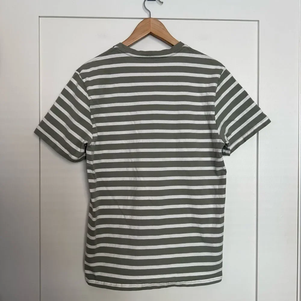 Everlane Tee T-Shirt Mens Sz M Green Striped Short Sleeve Organic Cotton Casual - Picture 5 of 9